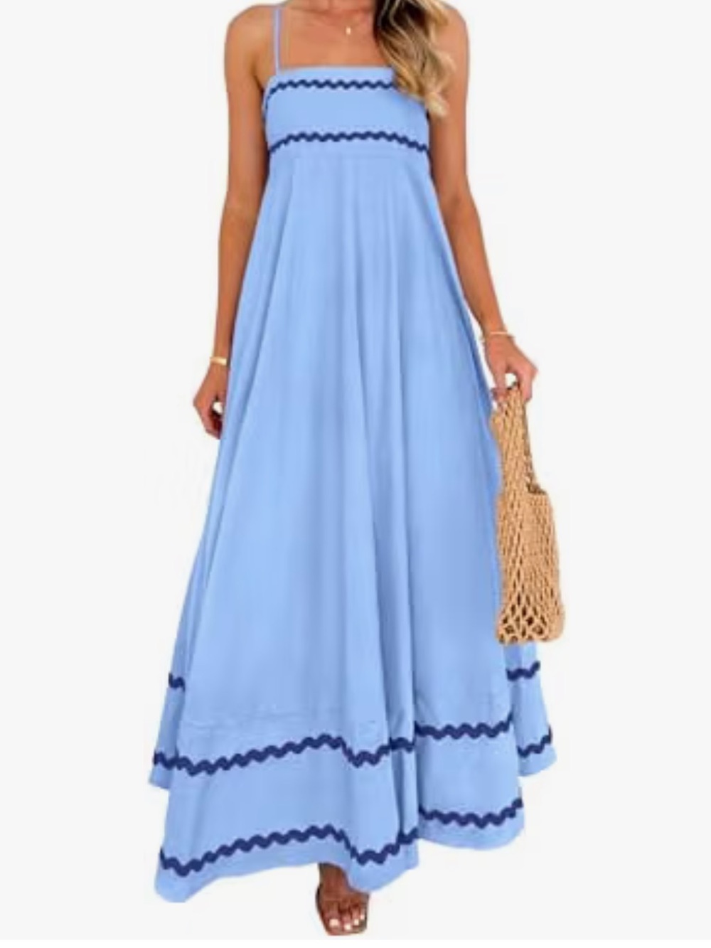 NWT PrettyGarden Blue Ric Rac Maxi Dress XXL